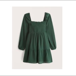 A&F Long Sleeve Smocked Mini Dress & Scrunchie